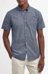 BARBOUR TAILORED FIT SCALLOP PRINT SHORT SLEEVE COTTON BUTTON-DOWN SHIRT