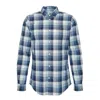 Barbour Hillroad Tailored Fit Buffalo Check Slub Cotton Button-down Shirt In Blue