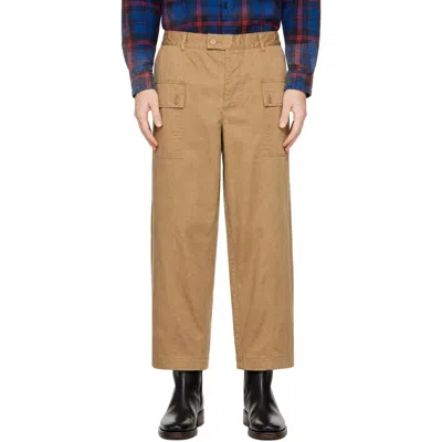 Barbour Tan Maison Kitsuné Edition Cotton Cargo Pants In Brown