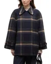 Barbour Tara Wool Blend Plaid Coat Jacket In Blue