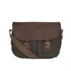 Barbour Tarras Wax Olive Green Crossbody Bag In Multi