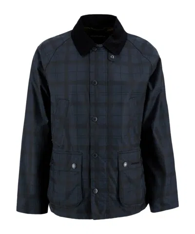 Barbour Tartan Ambleside Wax Jacket In Blue