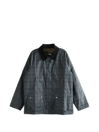 Barbour Tartan Ambleside Waxed Jacket In Black