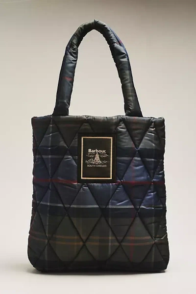 Barbour Tartan Arlene Quilted Tote Bag In Green