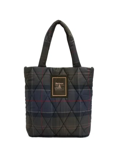 Barbour Tartan Arlene Quilted Tote Bag In Green