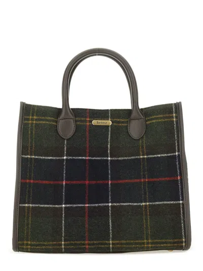 Barbour Tartan "barrhill" Tote Bag In Green