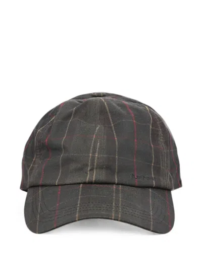 Barbour Tartan Baseball Cap In Gray