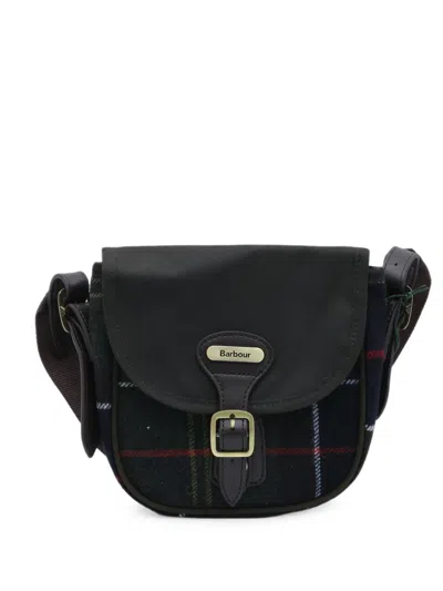 Barbour Tartan Buckle-fastening Shoulder Bag In Black