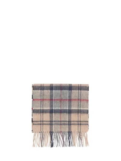 Barbour Tartan Cashmere Wool Scarf In Gray