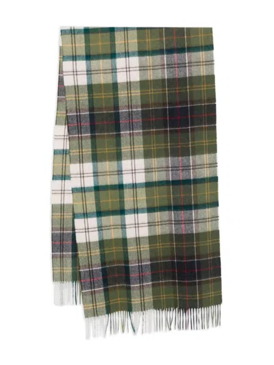 Barbour Tartan-check Fringed Scarf In Green