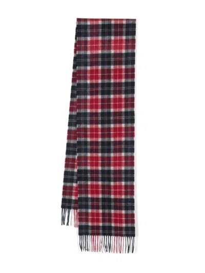 Barbour Tartan-check Wool Scarf In Blue