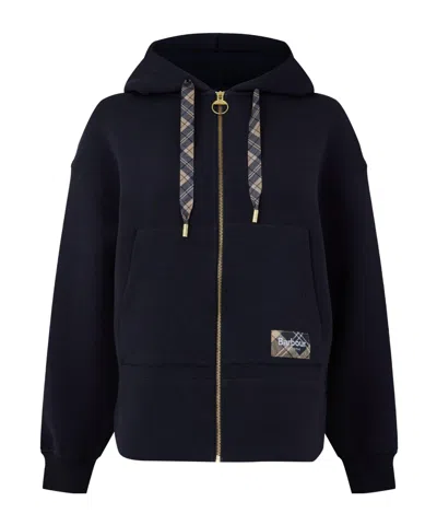 Barbour Tartan Drawstring Zip Hoodie In Multi