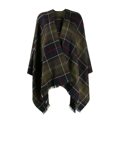 Barbour Tartan Fringed Edge Shawl In White