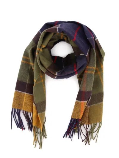 Barbour Tartan Fringed Scarf In Verde Oscuro