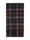 Barbour Tartan Fringed Scarf In Blue