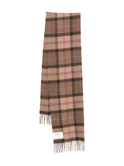 Barbour Tartan Fringed Scarf In Blue