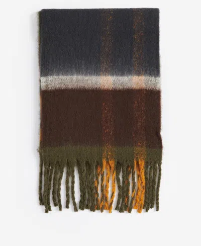 Barbour Tartan Fringed Scarf In Brown