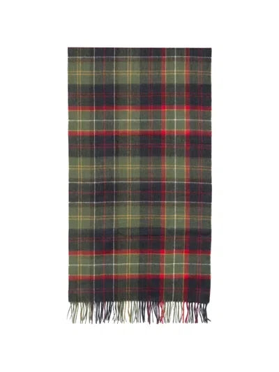 Barbour Tartan Fringed Scarf In Green