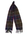 Barbour Tartan Fringed Scarf In Green