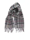 Barbour Tartan Fringed Scarf In Grey Tartan