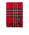 Barbour Red Check Pattern Wool Scarf In Red