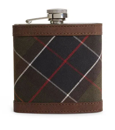 Barbour Tartan Hip Flask (175ml) In Brown