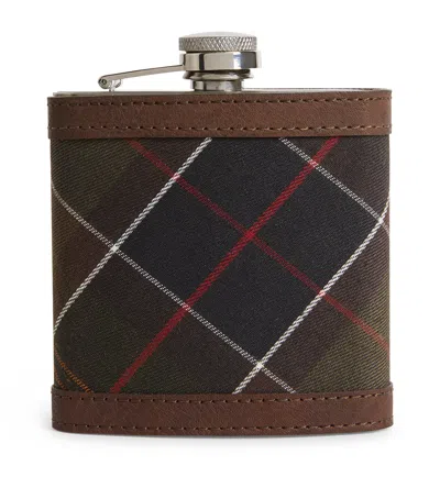 Barbour Tartan Hip Flask In Brown