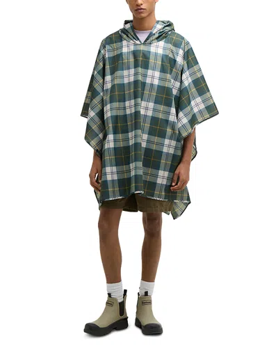 Barbour Tartan Hooded Poncho In Metallic
