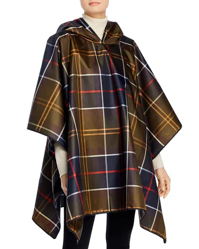 Barbour Tartan Hooded Poncho In Multi