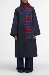 Barbour Tartan Lambswool & Cashmere Fringe Scarf In Blue