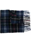 Barbour Tartan Check Print Scarf In Blue
