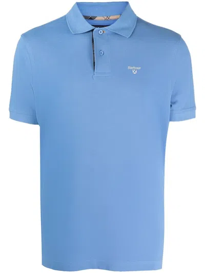 Barbour Tartan Logo-embroidered Polo Shirt In Gnawed Blue