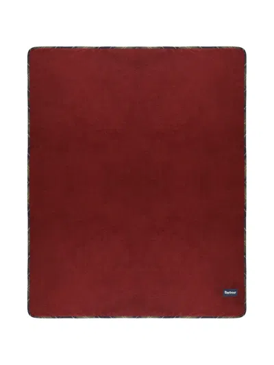 Barbour Tartan Logo-patch Dog Blanket In Red