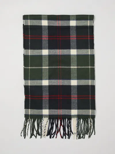 Barbour Tartan Pattern Acrylic Scarf With Fringed Edges In Multi