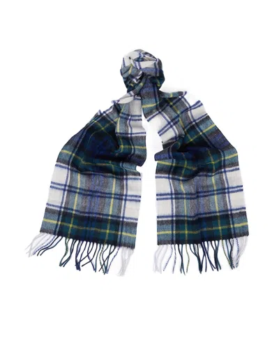 Barbour Tartan-pattern Fringed Scarf In Blue