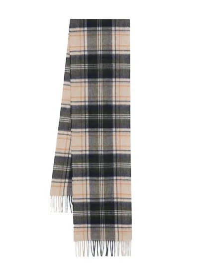 BARBOUR TARTAN-PATTERN FRINGED SCARF