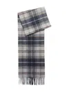 Barbour Tartan-patterned Fringed-hem Scarf In Gray