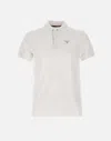 Barbour Tartan Pique Cotton Polo Shirt In White