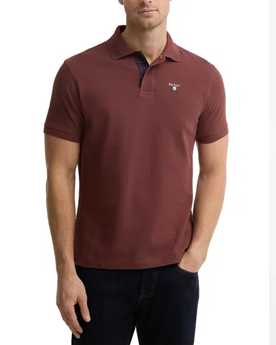 Barbour Tartan Pique Logo Polo Shirt In Brown