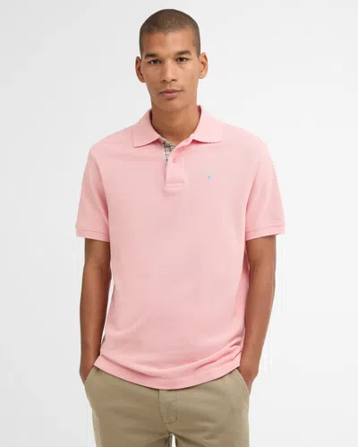 Barbour Tartan Pique Mens Polo In Pink