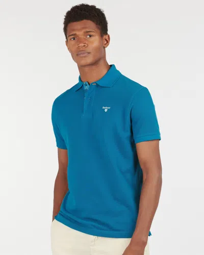 Barbour Tartan Pique Mens Polo In Blue