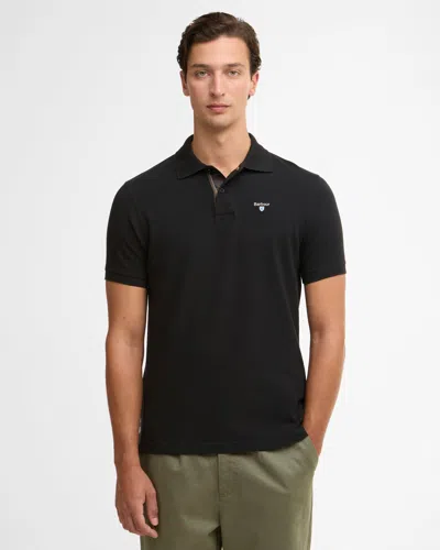 Barbour Tartan Pique Mens Polo In Black