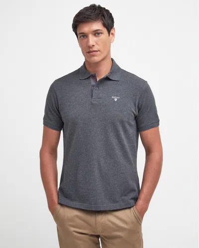 Barbour Tartan Pique Mens Polo In Gray