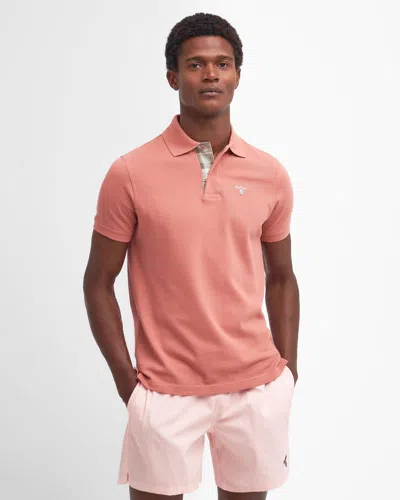 Barbour Tartan Pique Mens Polo In Pink