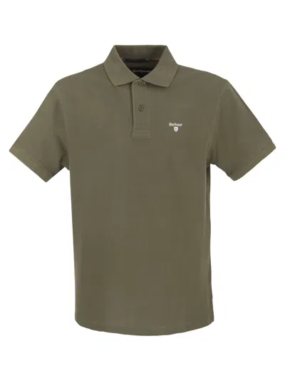 Barbour Tartan Pique Polo Shirt In Olive Green