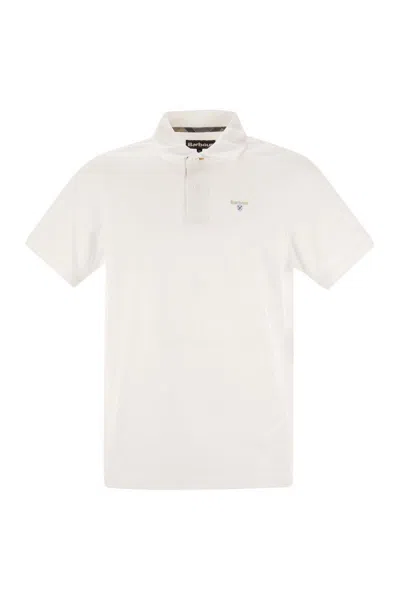 Barbour Tartan-trim Embroidered-logo Polo Shirt In White