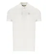Barbour Piquet Polo With Tartan Details In White