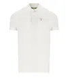 Barbour Piquet Polo With Tartan Details In White