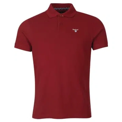 Barbour Tartan Polo Pique Wine In Red