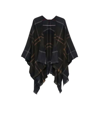 Barbour Tartan Poncho In Black